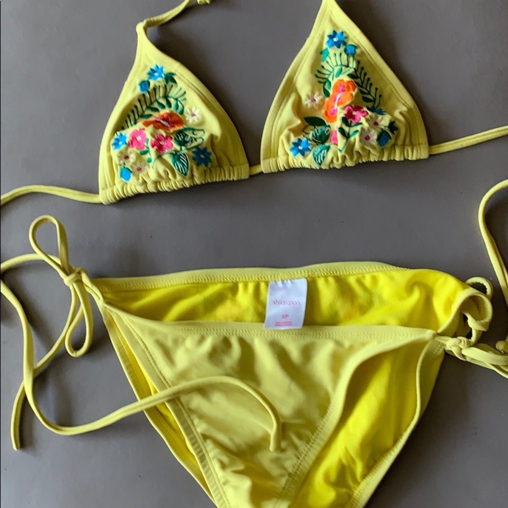 Bikini S/P yellow with cute embroidery